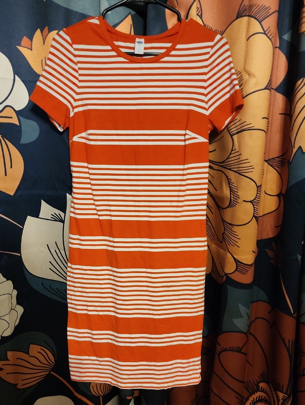 Old Navy Orange and White Striped Mini Dress
